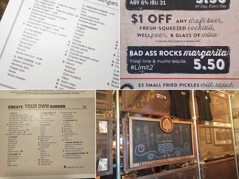 Bad Daddy's Burger Bar Menu