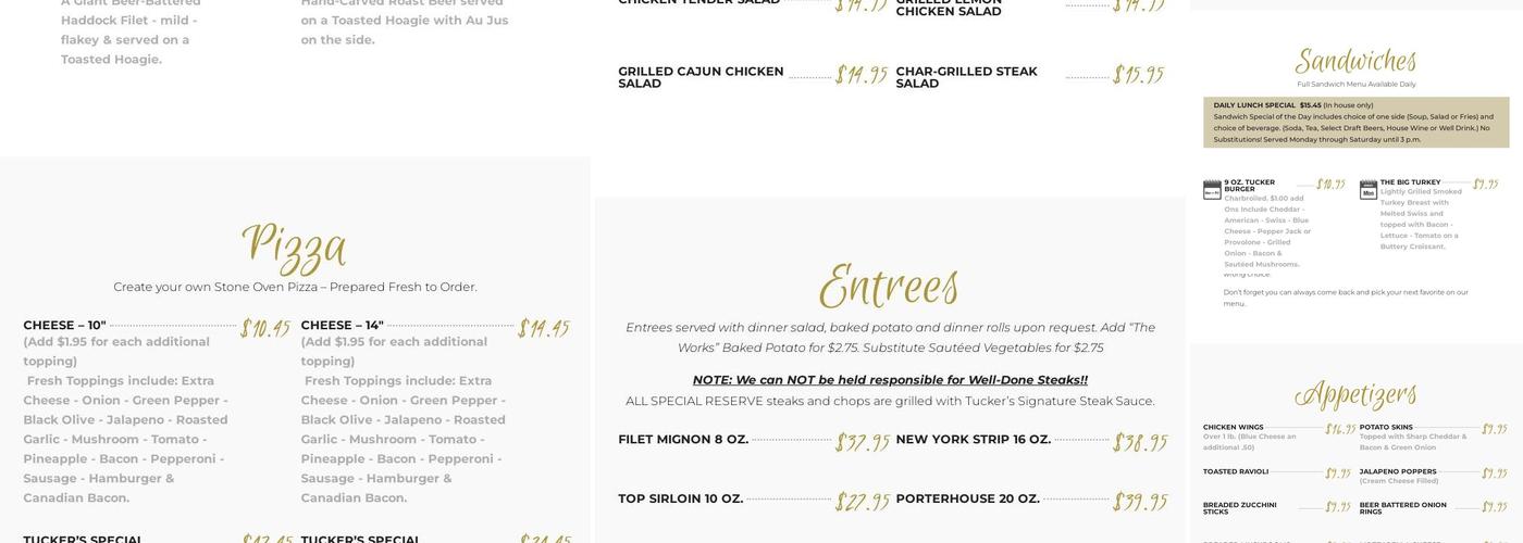 Tucker's Place Menu