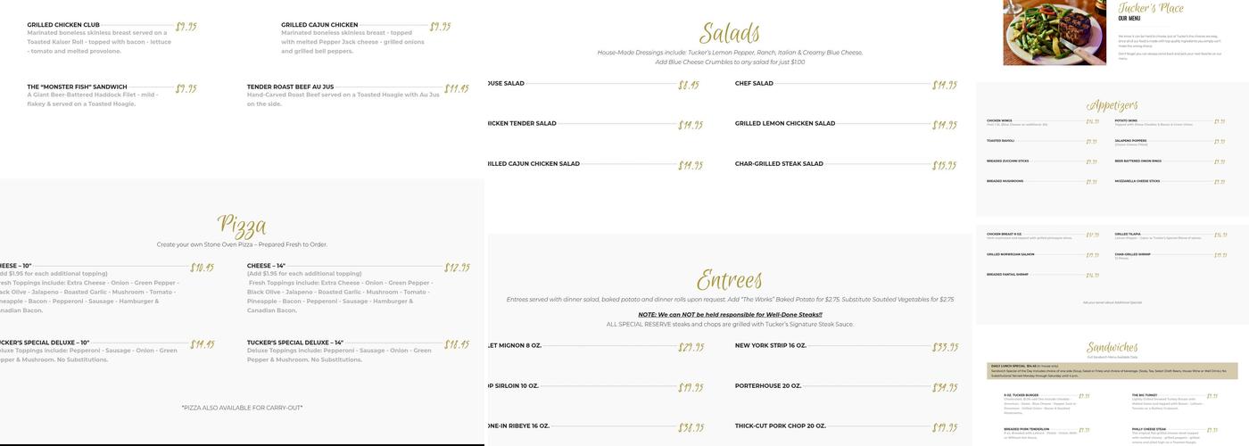 Tucker's Place Menu