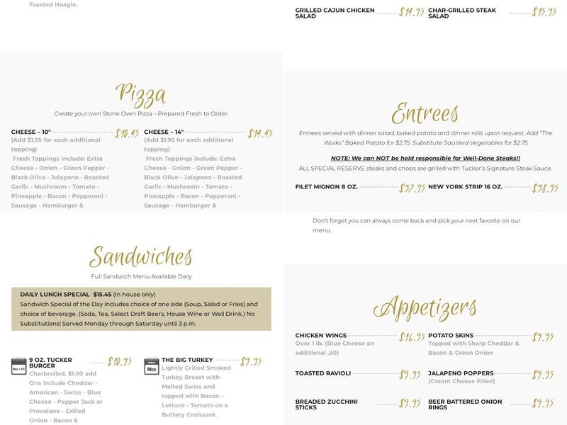 Tucker's Place Menu