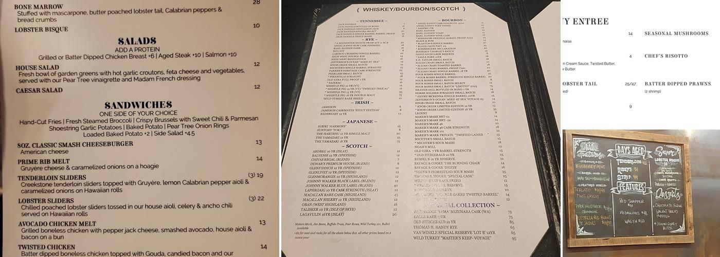 Twisted Tree Steakhouse Menu