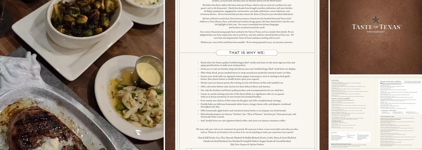 Taste of Texas Menu