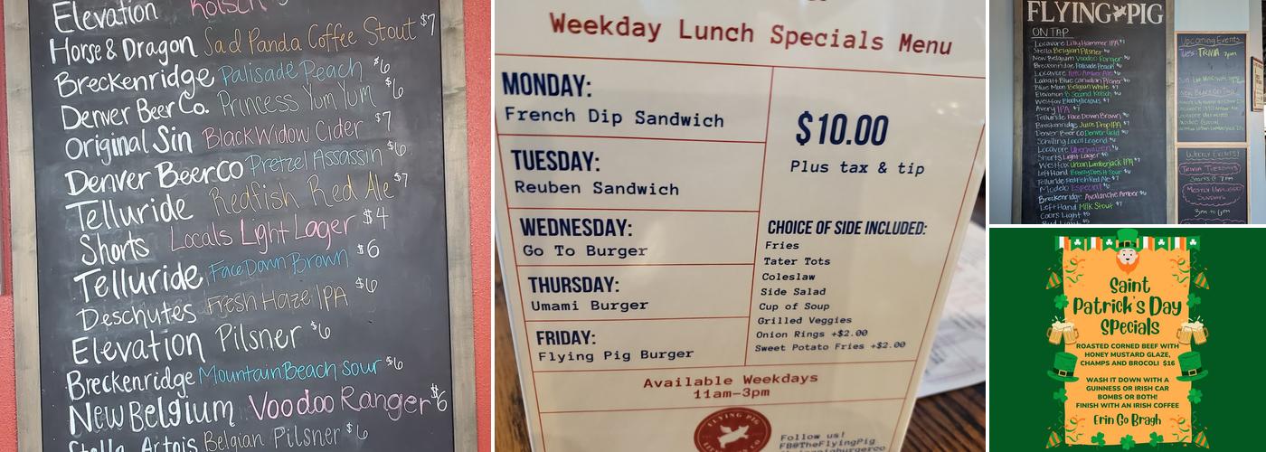 Flying Pig Burger Co. Menu