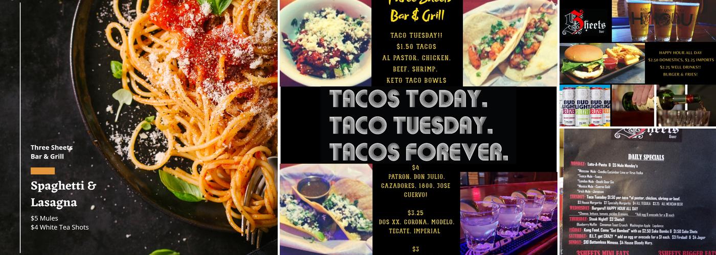 Three Sheets Bar & Grill Menu