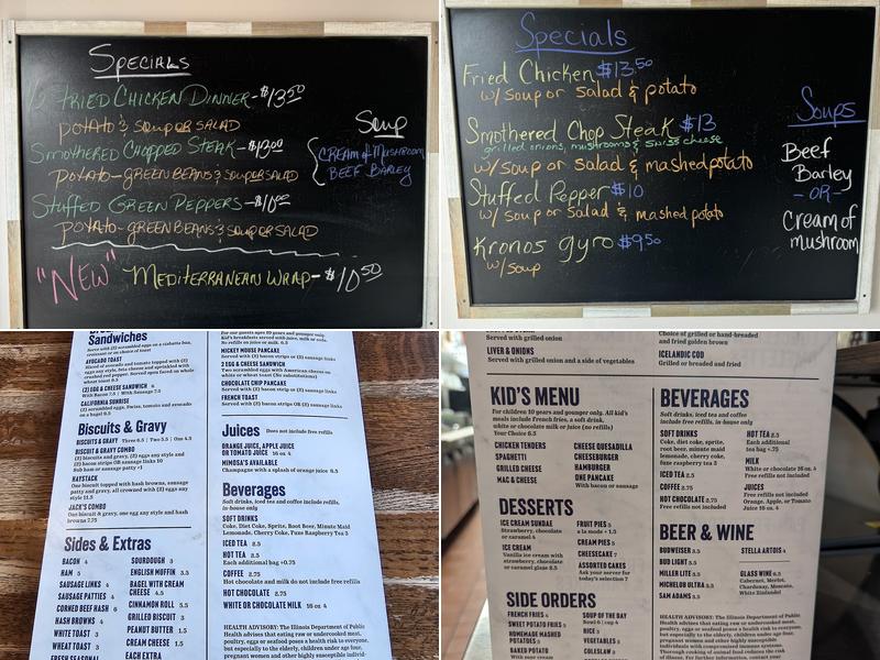 Jack's Cafe Menu