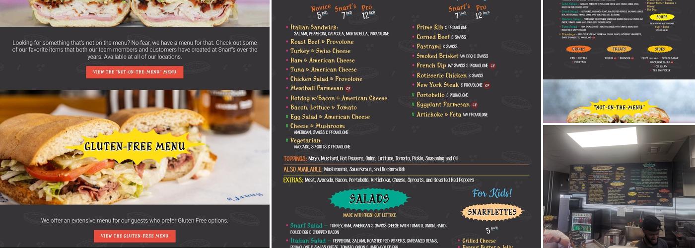 Snarf's Sandwiches Menu