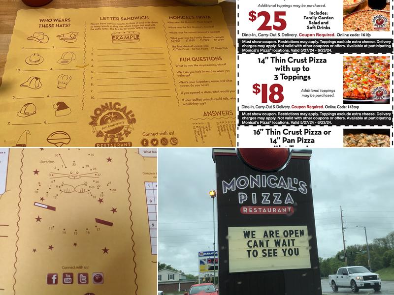 Monical's Pizza Menu