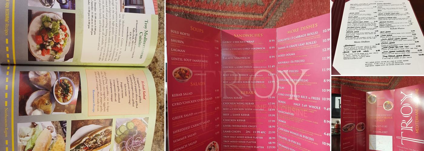 Troy Mediterranean Cuisine Menu