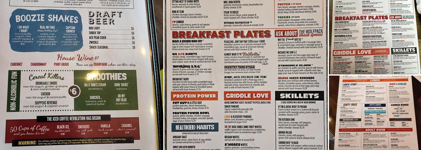 Shack Breakfast & Lunch Menu