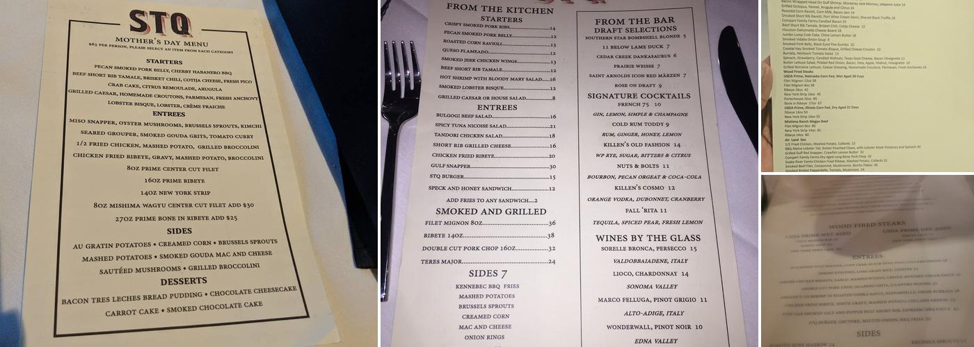 Killen's STQ Menu