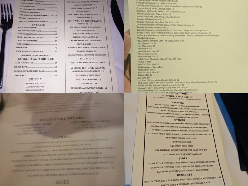 Killen's STQ Menu
