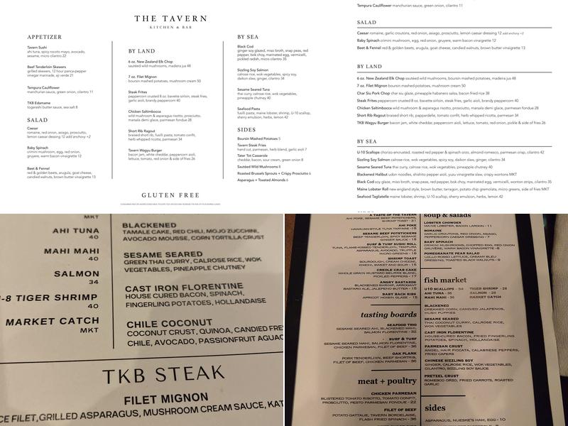 The Tavern Kitchen & Bar Menu