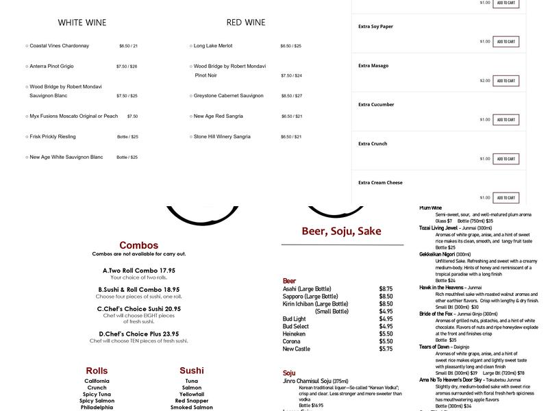 IZAKAYA REN SUSHI & SAKE BAR Menu