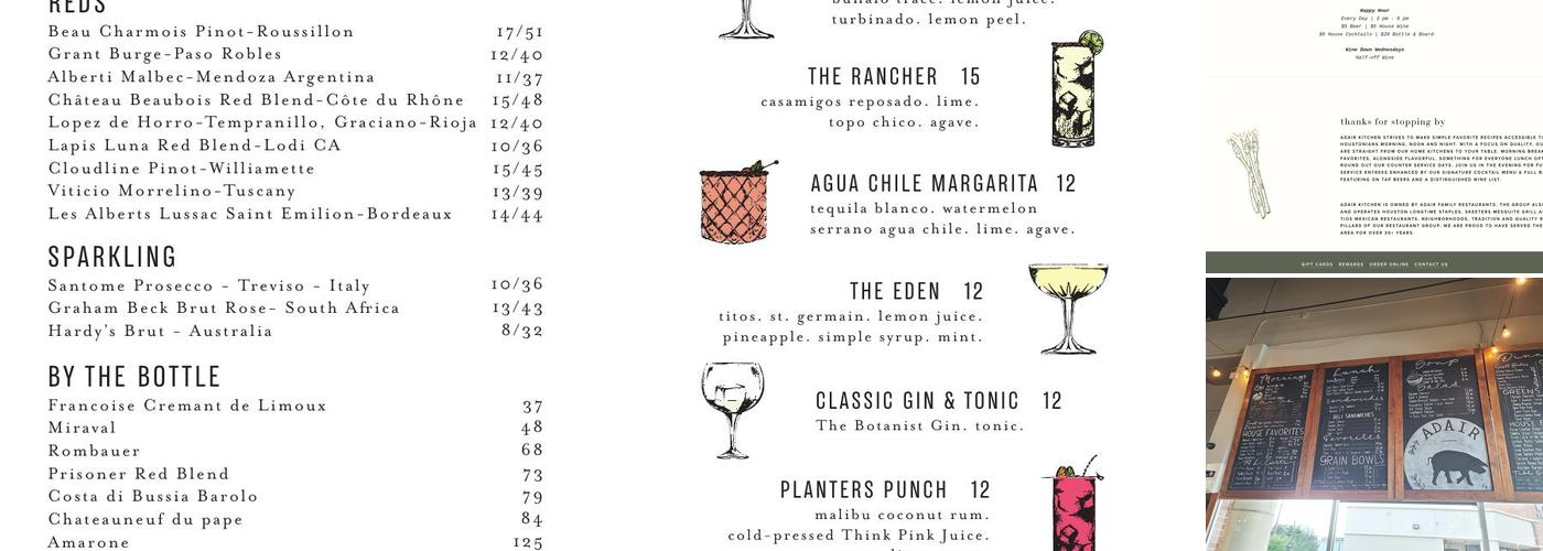 Adair Kitchen Menu