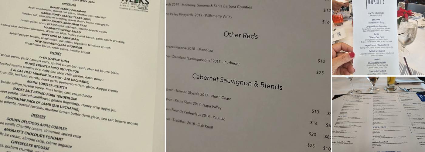 Masraff's Menu