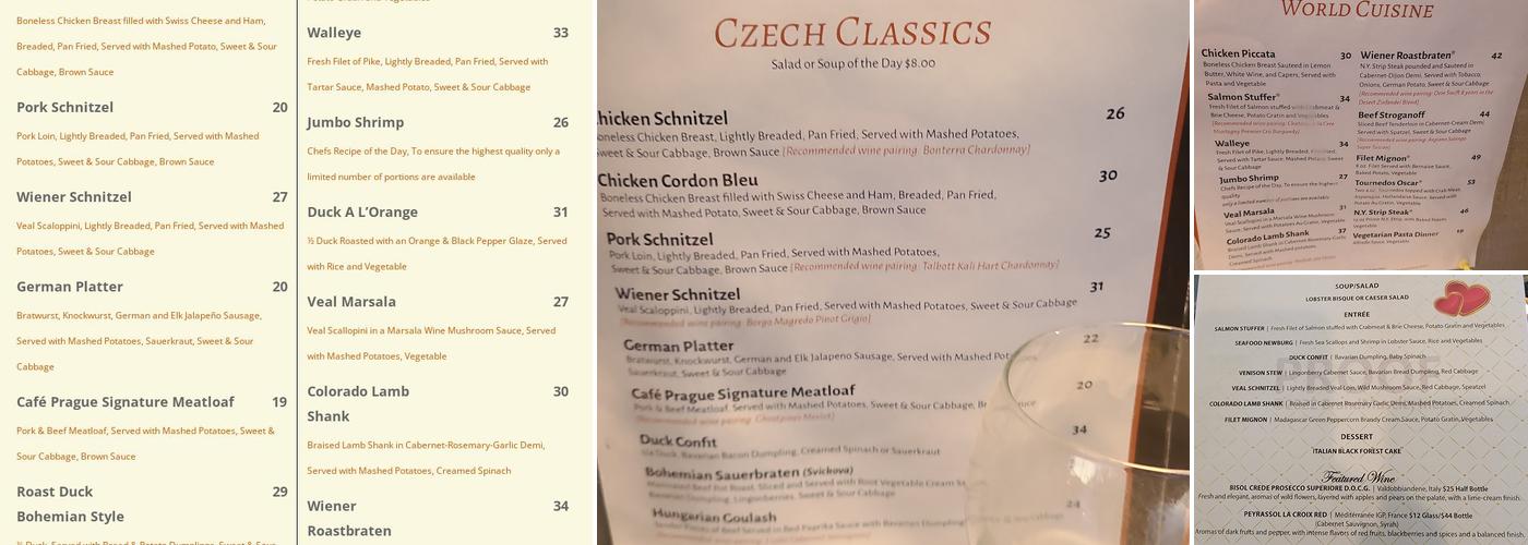 Cafe Prague Menu