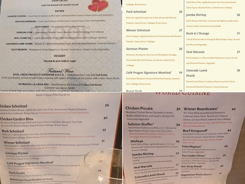 Cafe Prague Menu