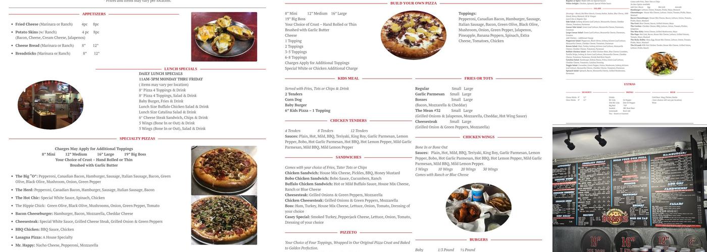 Bosses Pizza Wings & Burgers Lake Worth Menu