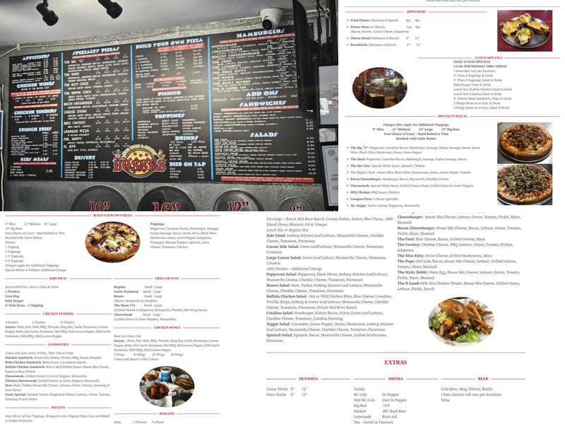 Bosses Pizza Wings & Burgers Lake Worth Menu