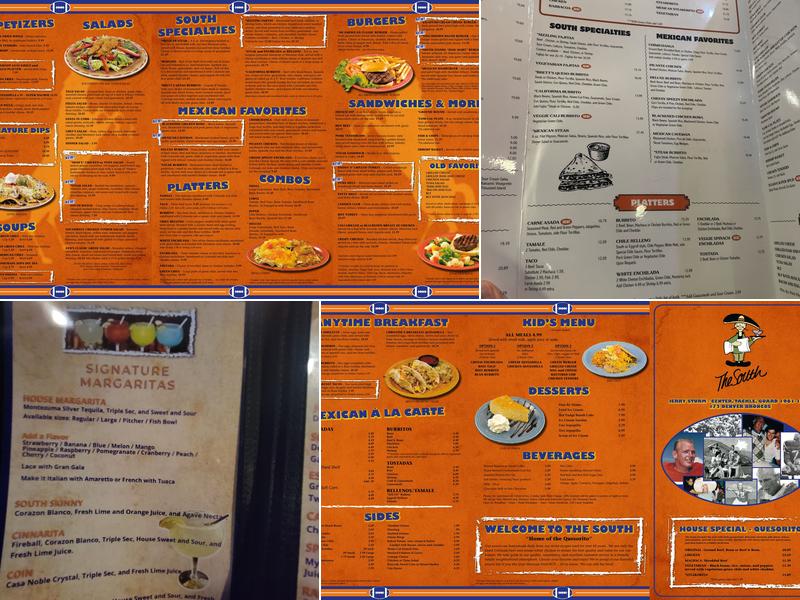 The South Restaurant Menu