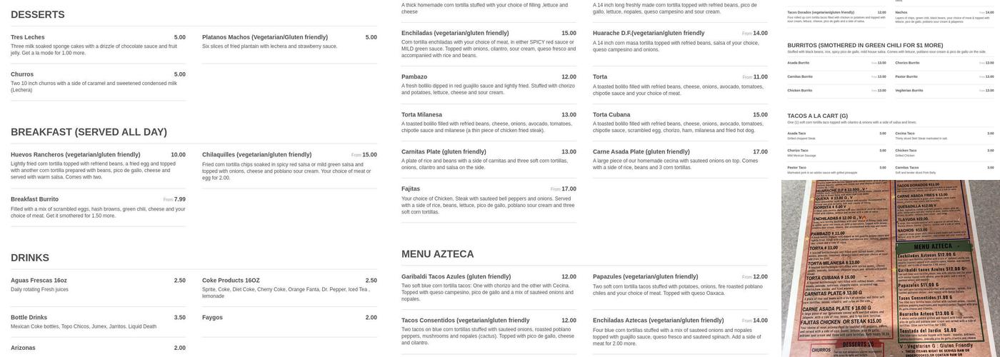Garibaldi Mexican Bistro Menu