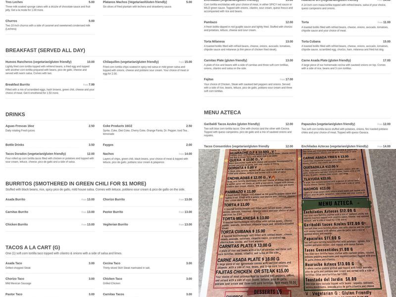 Garibaldi Mexican Bistro Menu