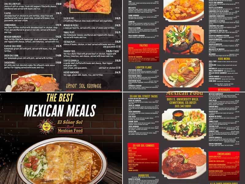El Señor Sol Menu