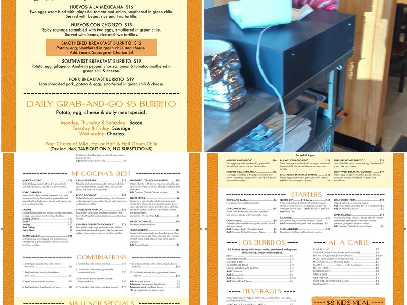 Mi Cocina Express Menu