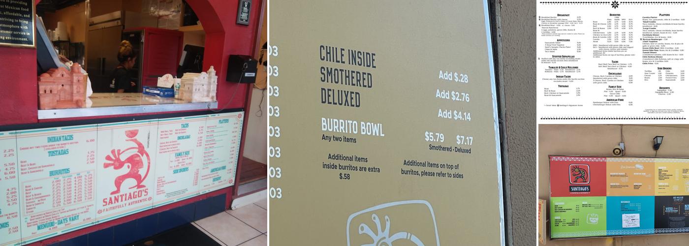 Santiago's Mexican Restaurant Menu