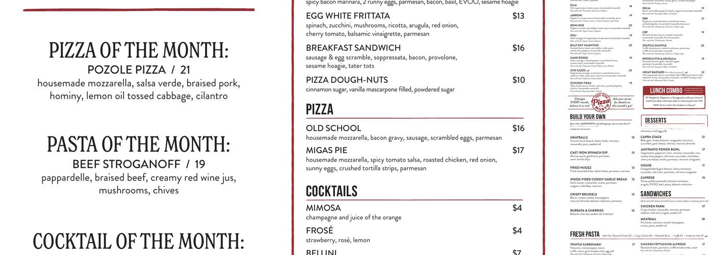 Cane Rosso Menu