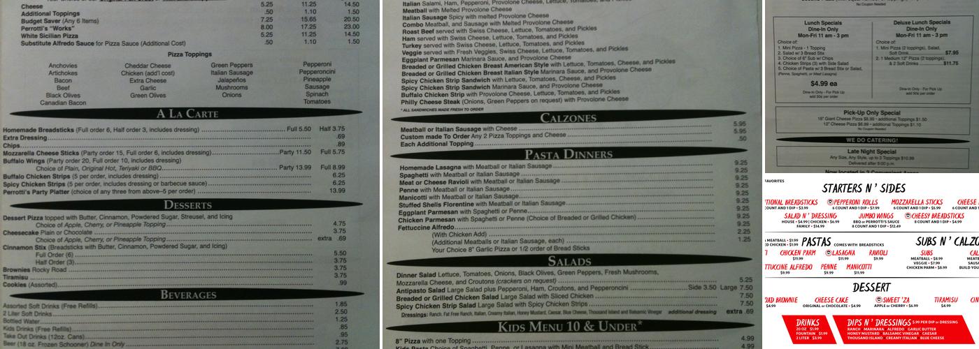 Perrotti's Pizza Menu
