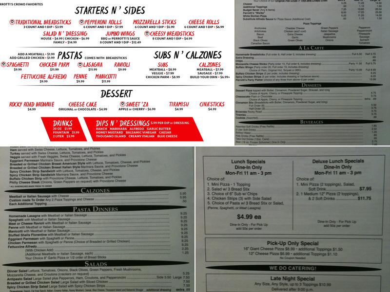 Perrotti's Pizza Menu