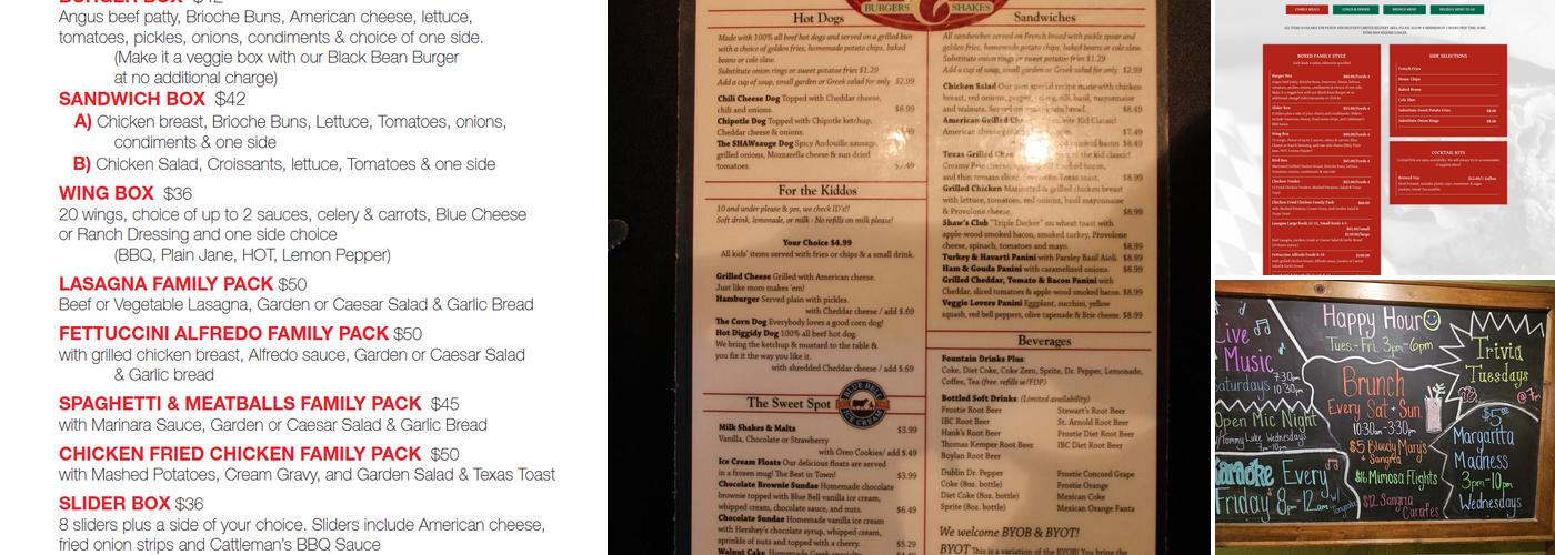 Shaw's Patio Bar & Grill Menu