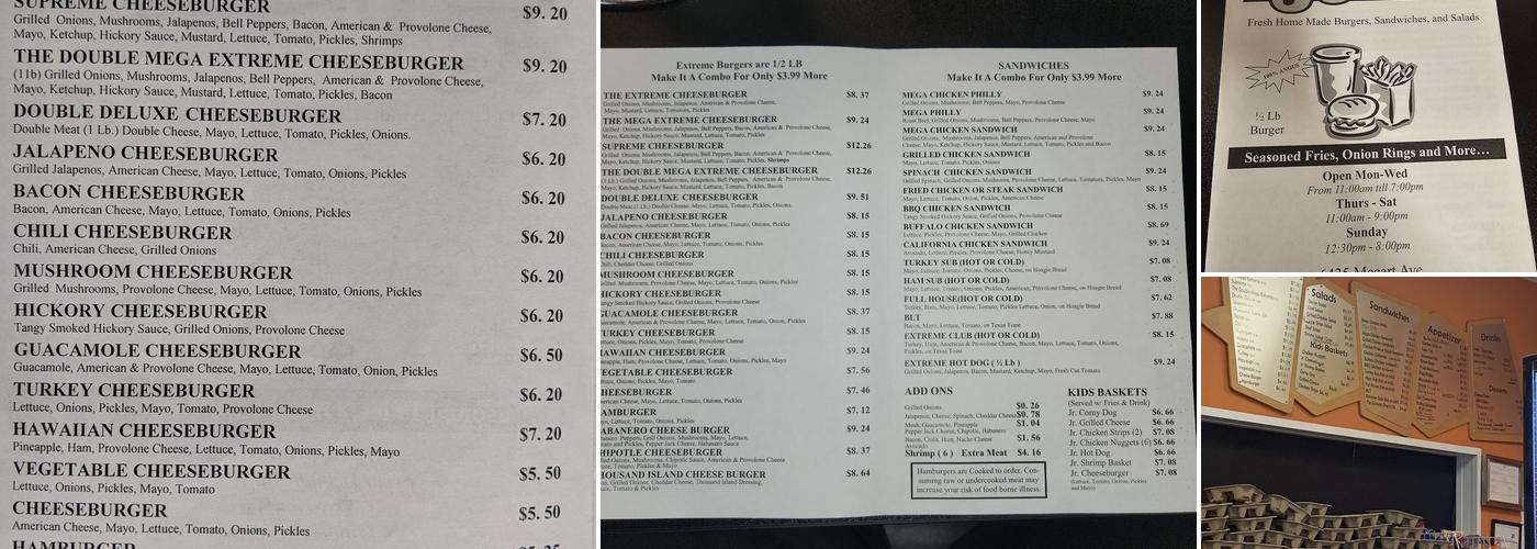 J's Restaurant Menu