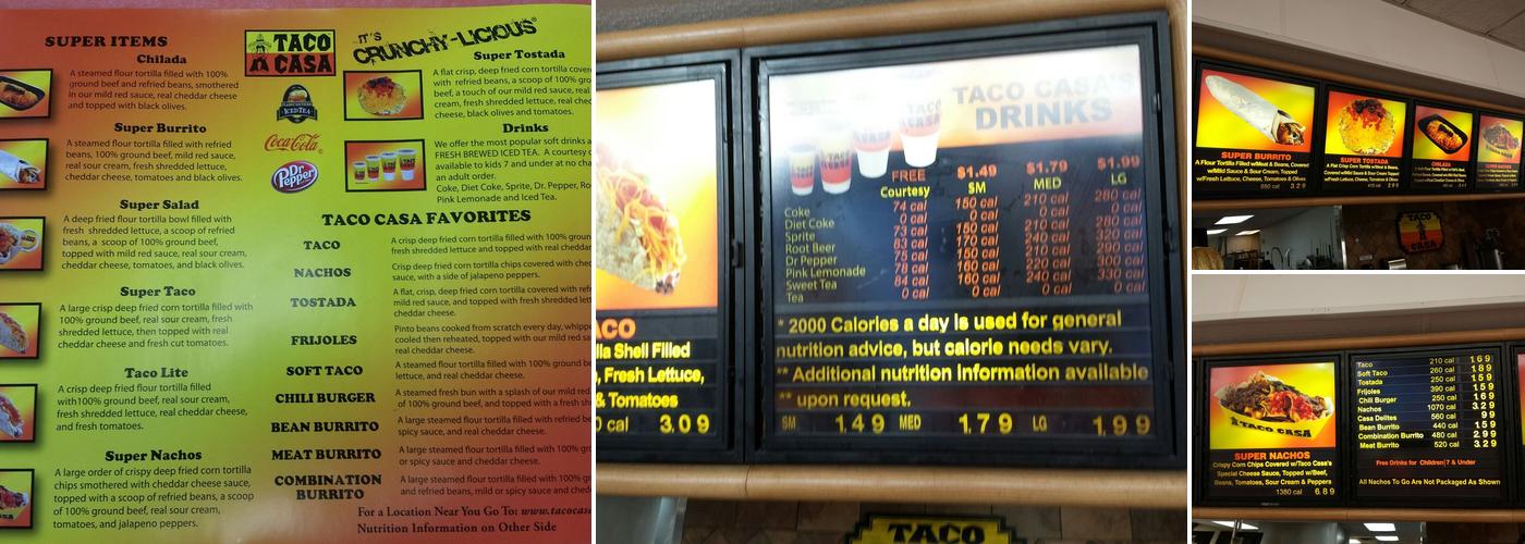 Taco Casa Menu