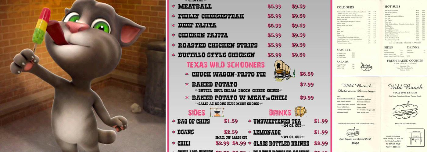Wild Bunch Sub Shop Menu