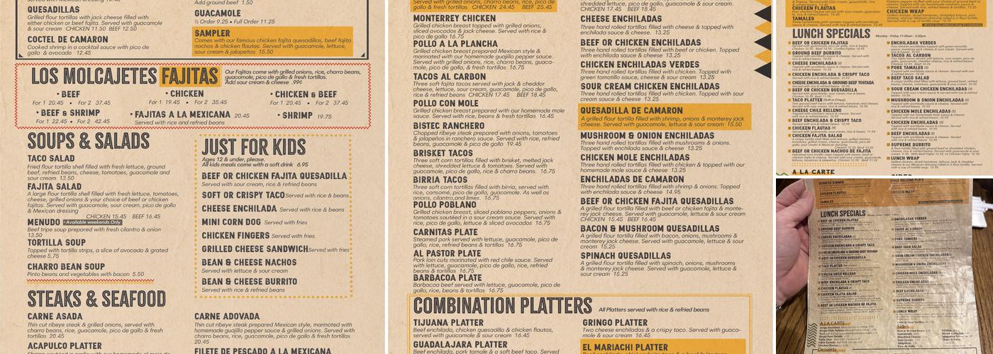Los Molcajetes Menu