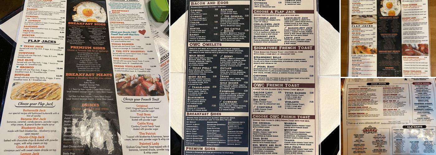 Oldwest Cafe of Bedford Menu