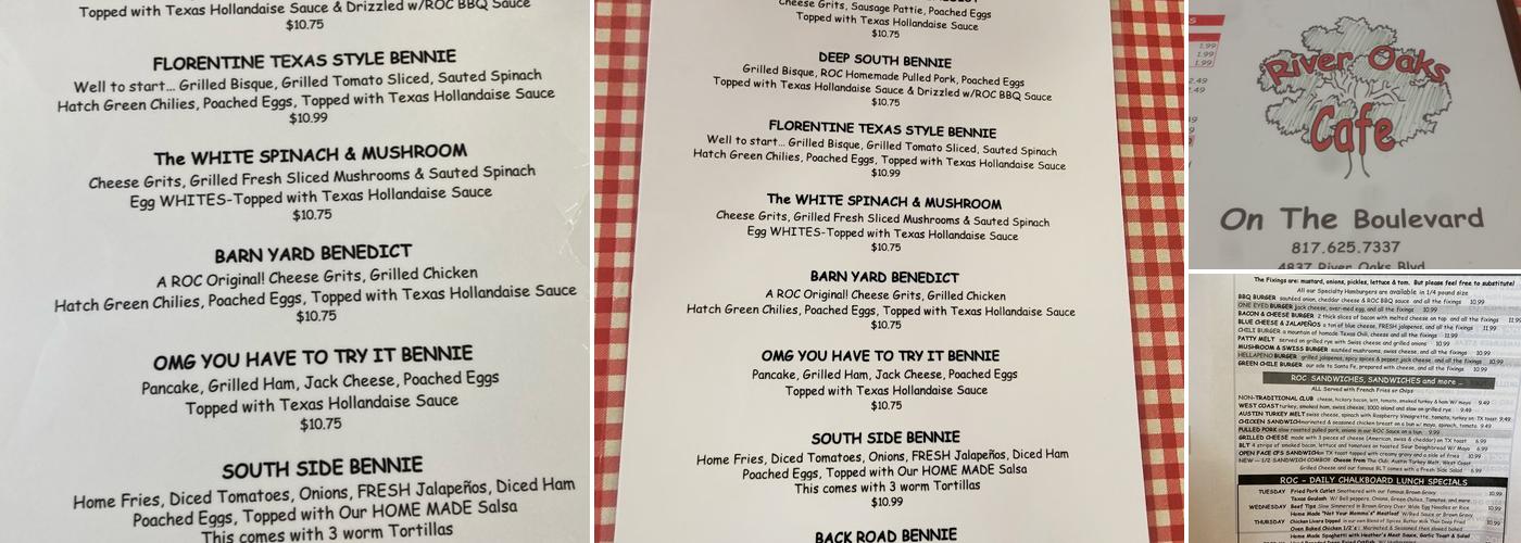 River Oaks Cafe Menu