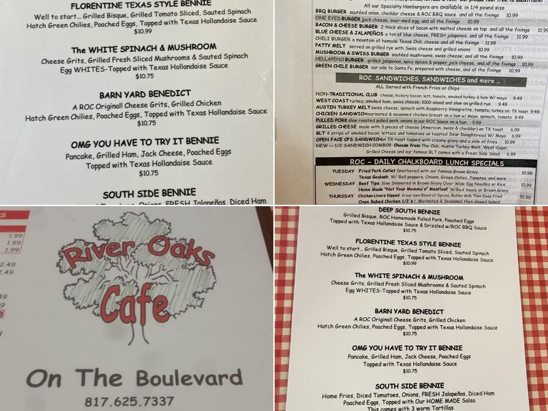 River Oaks Cafe Menu