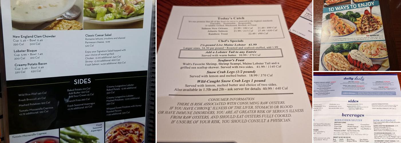 Red Lobster Menu