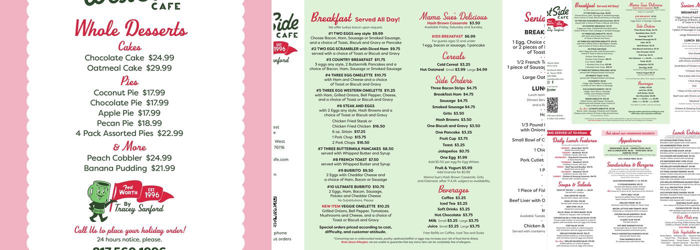 West Side Cafe Menu