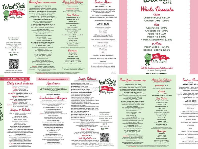 West Side Cafe Menu