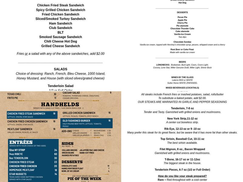 The Star Cafe Menu