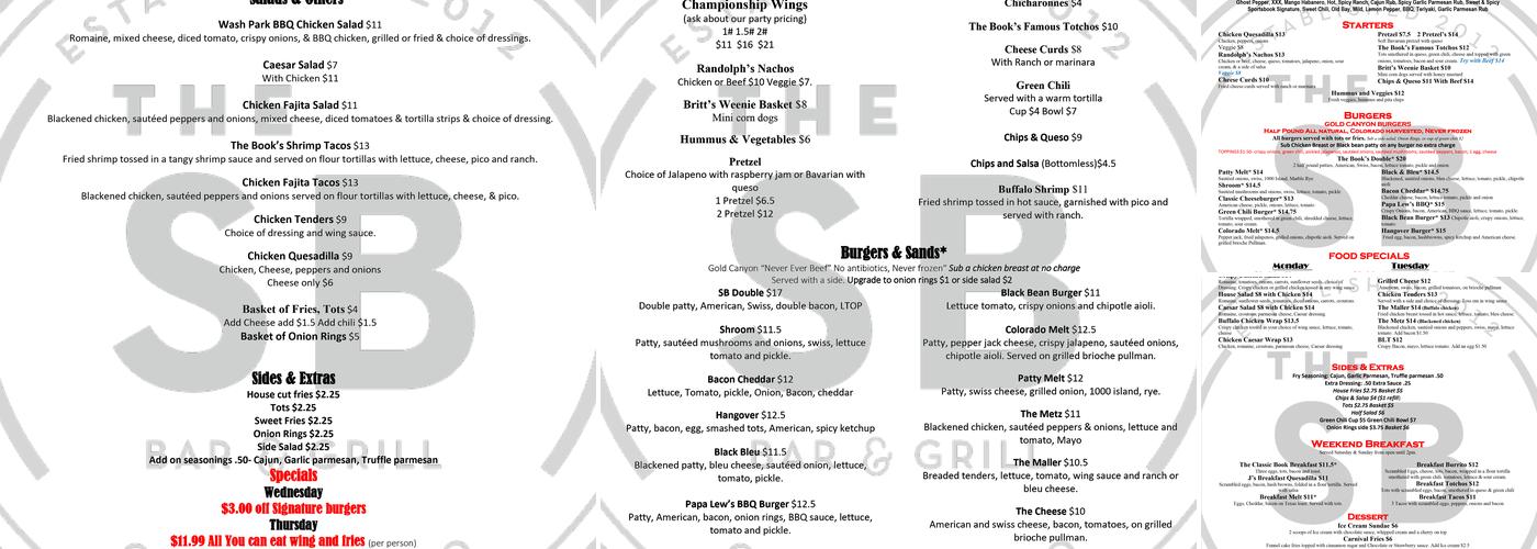 The Sportsbook Bar and Grill (Wash Park) Menu