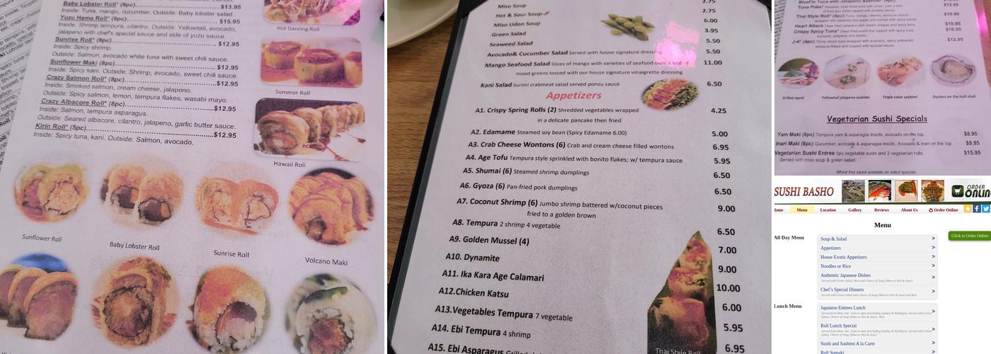Sushi Basho Menu