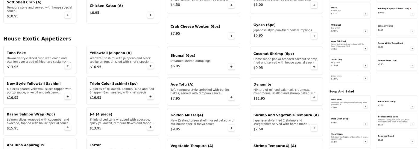 Sushi Basho Menu