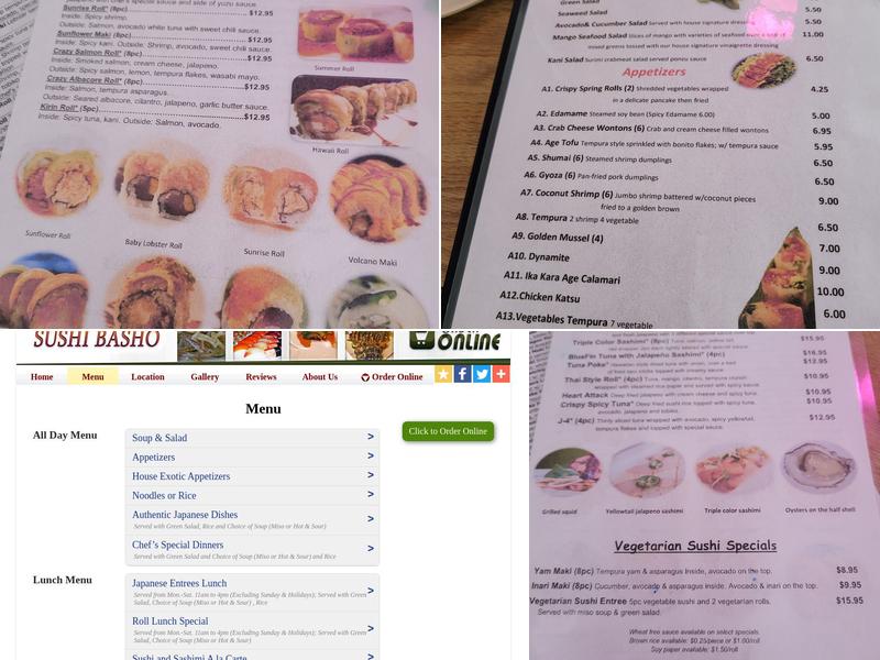 Sushi Basho Menu