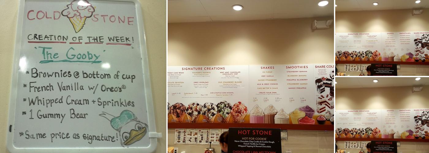 Cold Stone Creamery Menu