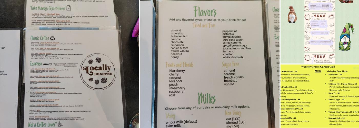 Webster Groves Garden Cafe Menu